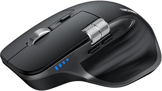 TECKNET Wireless Mouse, Side Scroll Bluetooth Rechargeable, 3-Device