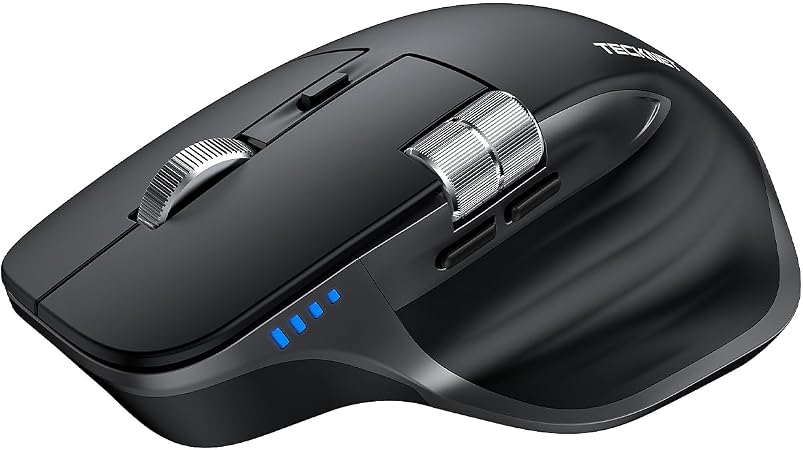 TECKNET Wireless Mouse, Side Scroll Bluetooth Rechargeable, 3-Device