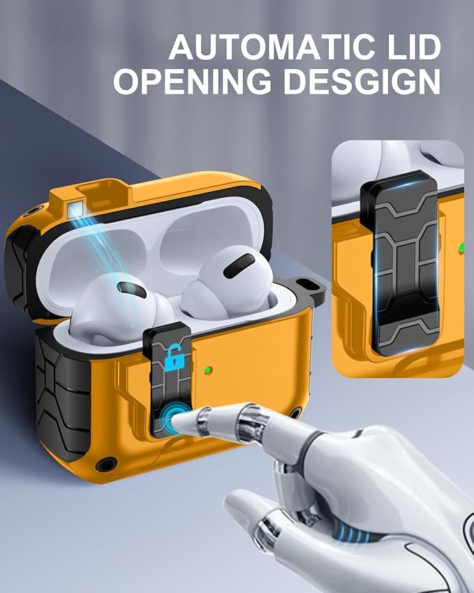 Lerobo for AirPods Pro 2 Case Cover, Compatible with AirPod Pro Case 1st/2nd Generation (2023 2022 2019), Protective Cover with Magnetic Automatic Lock & Phone Stand, Compatible with Magsafe, Yellow