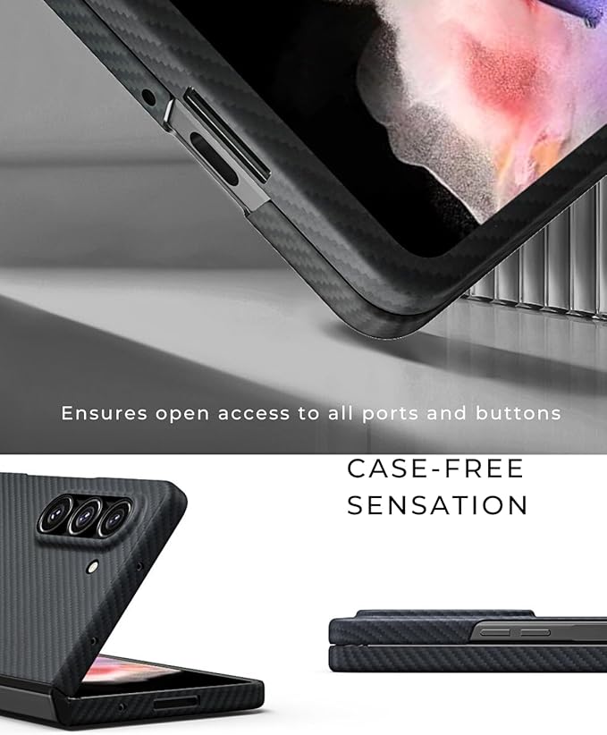Thinborne Compatible with Samsung Galaxy Z Fold 6 Case, [600D Aramid Fiber] [Magnetic] [Ultra Thin] [Minimalist Style] [Carbon Fiber Textures]