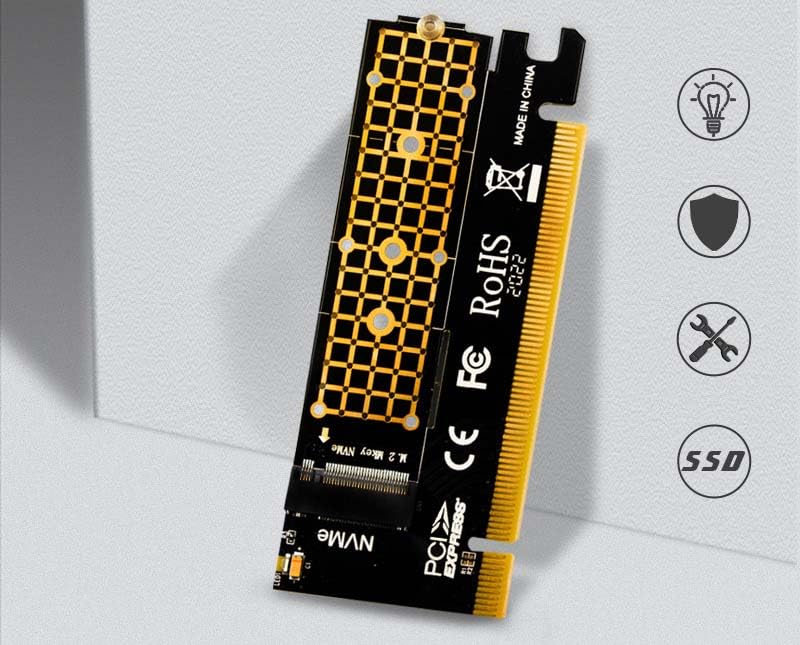 PCIe Adapter for M.2 NVMe Mkey, PCI-e 4.0 X4 Card Supports NGFF M2 M-Key SSD of Length 2280,2260,2242,2230, PCIe NVMe Adapter
