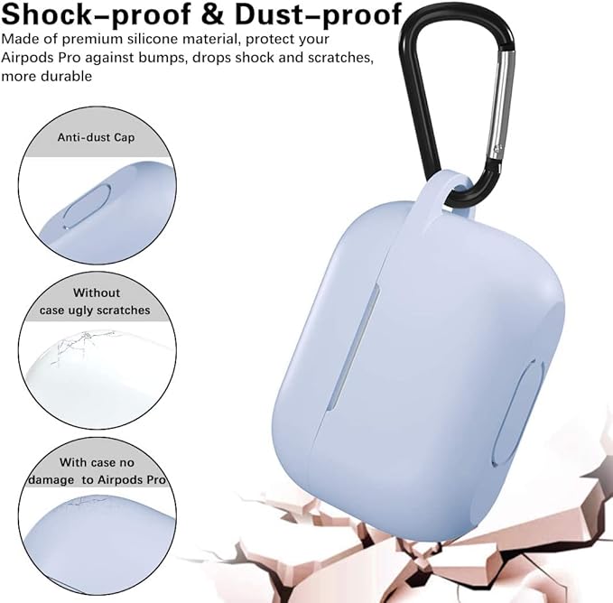 Lerobo Compatible with AirPods Pro 2 Case Cover,Shockproof Full Protective Cover Case for Airpod Pro Supports Wireless Charging with Carabiner Front LED Visible,Lilac