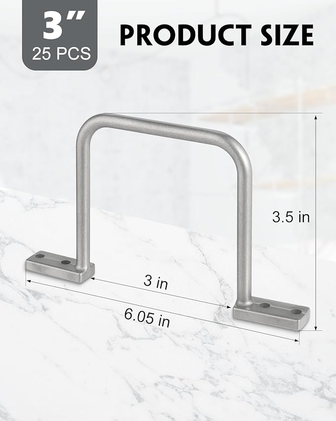 MUZIK 3 Inch Distribution Rings Aluminum D Ring, 25 Pcs Heavy Duty Cable Management D Rings for Wall Mount, Silver - Commercial & Residential Use, Easy Wiring Installation
