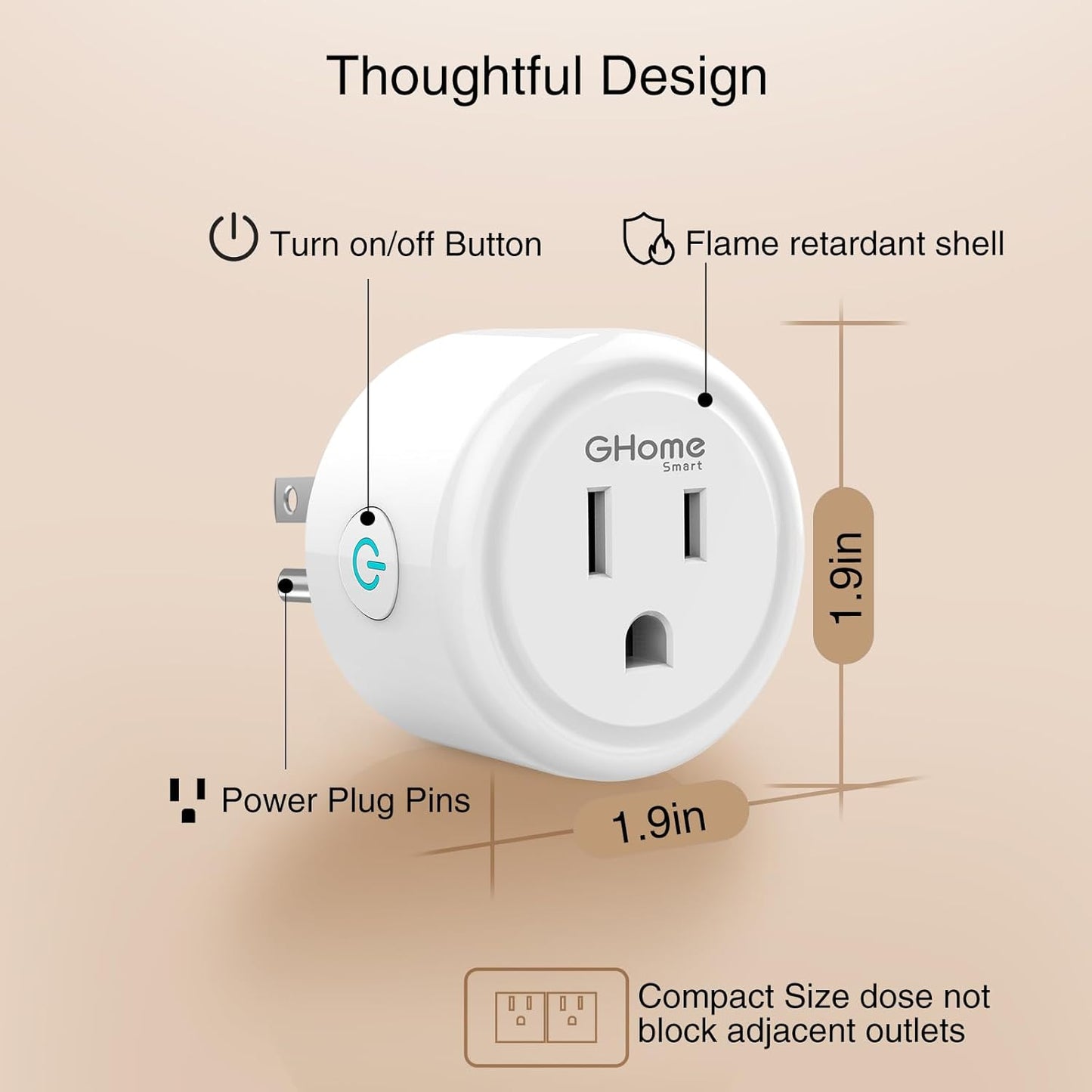 WiFi Smart Plug Works with Alexa and Google Home App Remote Control Timer 2.4GHz No Hub Required