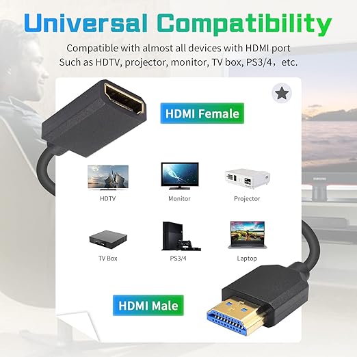 Duttek 8K Coiled HDMI Extension Cable, Extreme Thin HDMI Male to Female Coiled Cable 48Gbps Ultra High Short HDMI Cable 8K@60Hz Resolution Backward Compatible for 4K Ultra HD, 1080p 4FT/1.2M