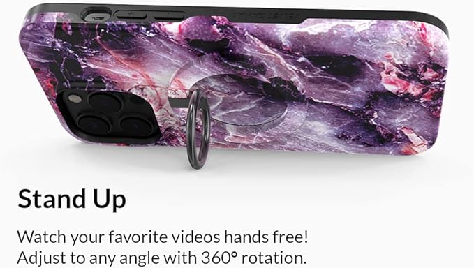 VELVET CAVIAR Compatible with MagSafe Phone Grip - Magnetic Ring Holder with Adjustable Stand - Removable MagSafe Accessories for iPhone 16, 15, 14, 13, 12 (Purple Marble)
