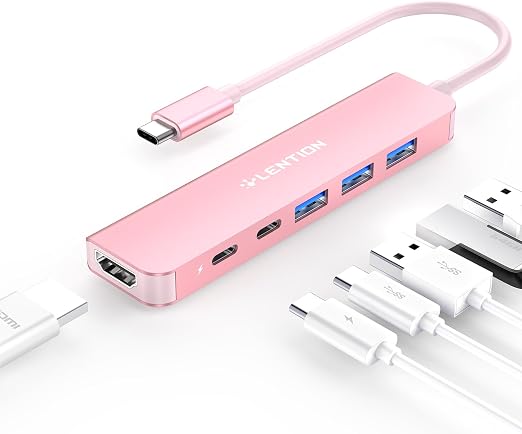 LENTION 6-in-1 USB C Hub, 4K@60Hz HDMI, 100W PD, 3 USB 3.0, USB-C Data - Image 6