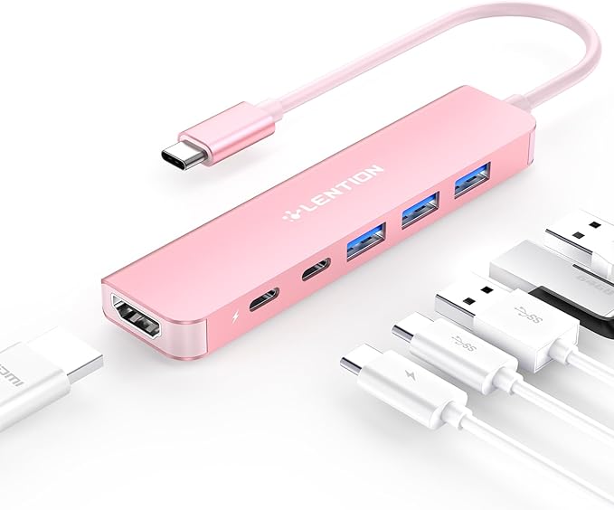 LENTION 6-in-1 USB C Hub, 4K@60Hz HDMI, 100W PD, 3 USB 3.0, USB-C Data - Image 8