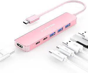 LENTION 6-in-1 USB C Hub, 4K@60Hz HDMI, 100W PD, 3 USB 3.0, USB-C Data - Image 1