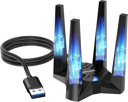 WAVLINK AX5400 USB WiFi 6E Adapter for Desktop PC, Tri-Band PC WiFi Adapter
