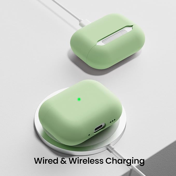 ORNARTO Compatible with AirPods Pro 3 Case 2025, Full Protective Hybrid Silicone for AirPods Pro 3rd Generation Case, Front LED Visible Skin Cover-Matcha