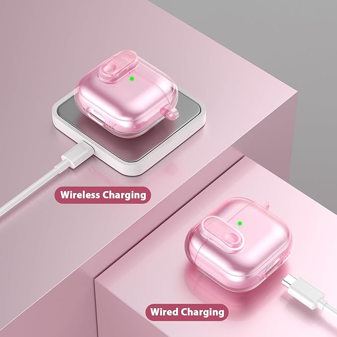 (with Safety Lock) Clear Case Compatible with Cute Apple Airpods 4 Cases 2024 Women, VISOOM Soft TPU Transparency Air pods 4 Gen Cases iPods 4 Earbuds Case Girl Bling Keychain for Airpod iPod 4th Gen