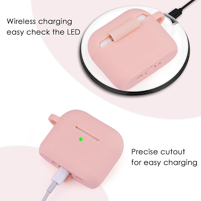 Apple AirPods 4 Case, Cute Apple AirPods 4 Case Cover for Women Girls, Silicone Protective Case with Bracelet Keychain (Pink, AirPods 4 Case)