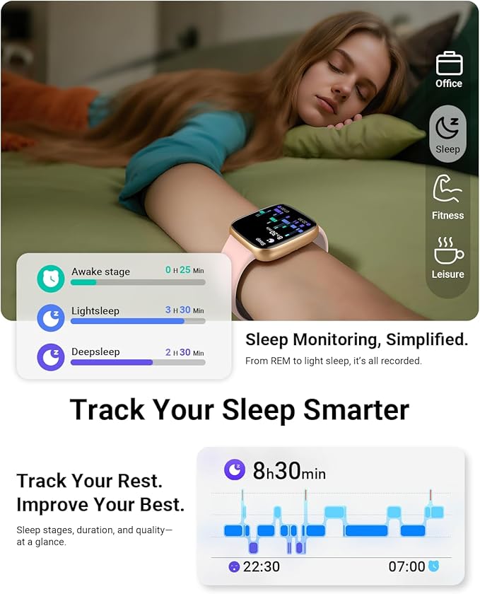 Gydom Smart Watch for Women/Men [1.85" AMOLED Screen Answer/Make Calls] Fitness Trackers with Heart Rate/Sleep/SpO2 Monitor Compatible Android & iPhone, 120+ Sports, IP68 Waterproof Reloj para Mujer