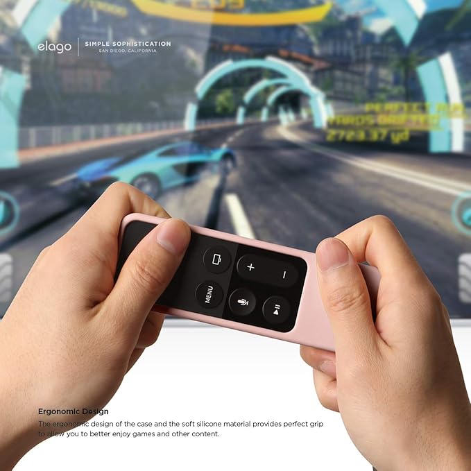 elago R1 Intelli Case [Sand Pink]-[Magnet Technology][Anti-Slip][Lanyard Included][Heavy Shock Absorption] Compatible with Apple TV Siri Remote 1st Generation
