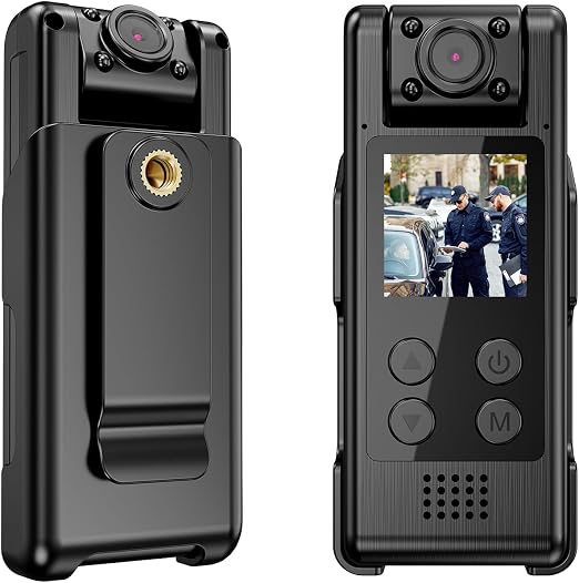 VIDCASTIVE 4K WiFi Body Camera with 64G Memory Card, Portable Body Worn Cam with 180° Rotatable Lens, Night Vision, 2000mAh Battery for Daily Records, Delivery/Serving Jobs