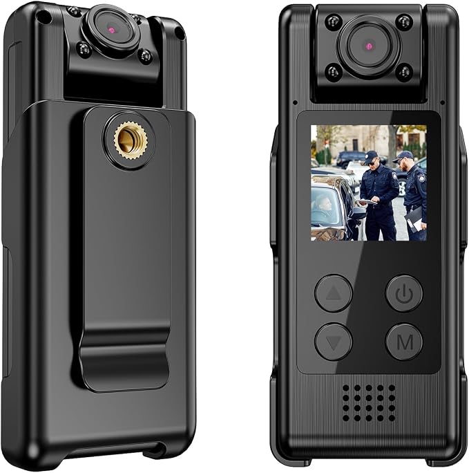 VIDCASTIVE 4K WiFi Body Camera with 64G Memory Card, Portable Body Worn Cam with 180° Rotatable Lens, Night Vision, 2000mAh Battery for Daily Records, Delivery/Serving Jobs