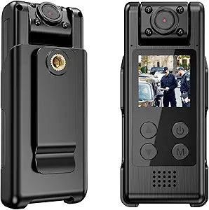 VIDCASTIVE 4K WiFi Body Camera with 64G Memory Card, Portable Body Worn Cam with 180° Rotatable Lens, Night Vision, 2000mAh Battery for Daily Records, Delivery/Serving Jobs