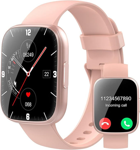 Smart Watch for Men Women(Answer/Make Calls), 1.95" HD Touch Screen Fitness Watch with Sleep Heart Rate Monitor, 110+ Sports Modes, IP68 Waterproof Activity Trackers Compatible Android iOS (Pink)
