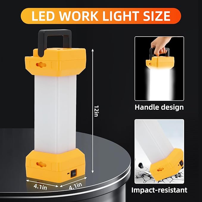 LED Work Light for DEWALT 20V Battery, 2900LM Outdoor LED Camping Lantern 360°, 2 Modes Portable Inspection Light for Car Repair,Workshop, Hide Hand and Type-C Charging Port