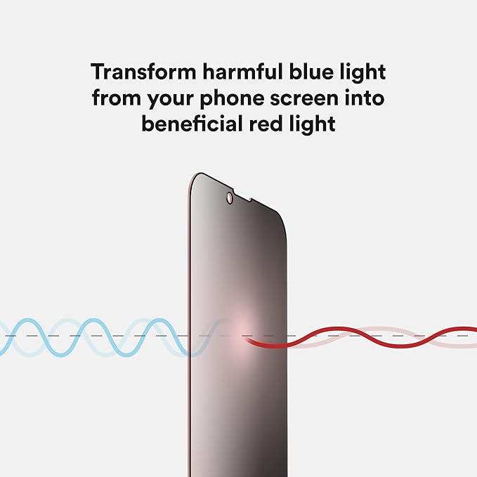 BodyGuardz Red Light Converter Privacy Screen Protector – Passive Red Light Therapy for Face - Promotes Better Sleep, Healthier Skin, Reduced Eye Strain - Privacy Glass, Easy Install (iPhone 13 Pro Max / iPhone 14 Plus)