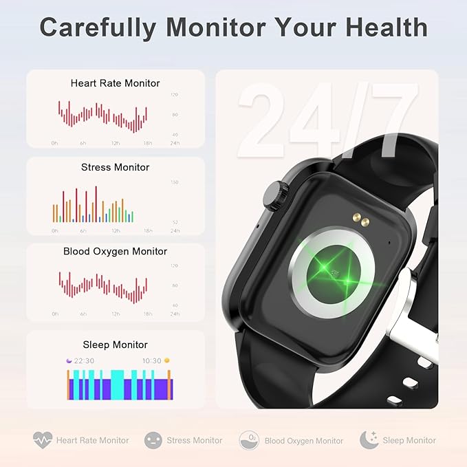GADIXY Smart Watches for Men Women with Bluetooth Calls,1.83" HD,7 Day+ Battery Fitness Tracker with SpO2/HR/Sleep/BP Monitor,110+ Sports Activity Trackers,IP68 Smart Watches for Android iOS Black