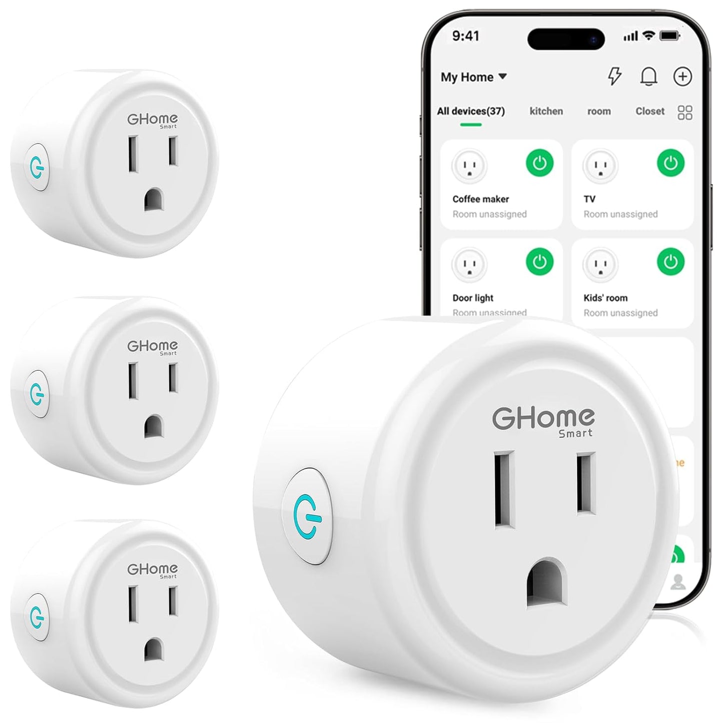 WiFi Smart Plug Works with Alexa and Google Home App Remote Control Timer 2.4GHz No Hub Required