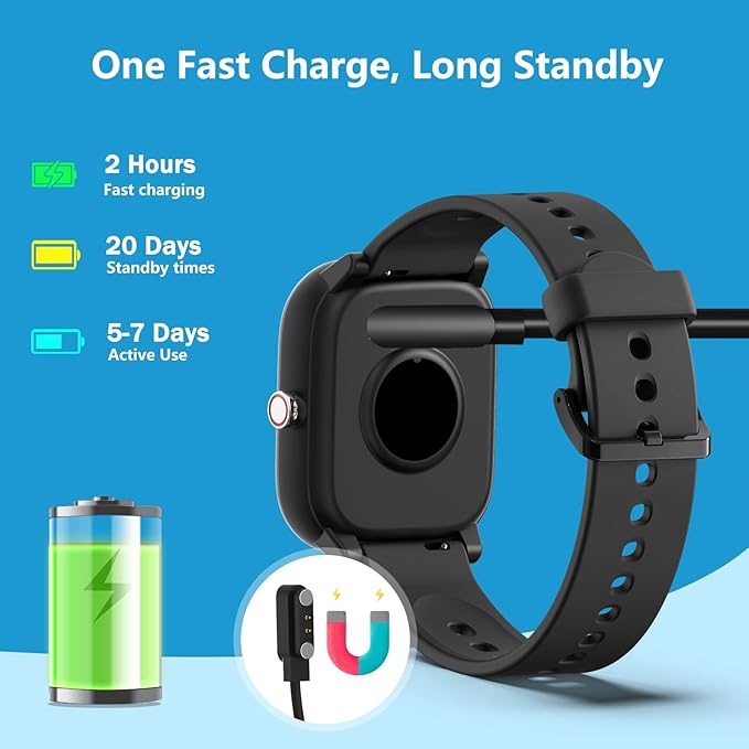 Kids Wach for Girls Boys 6-15 Year Old - Smart Watch for Kids 1.8" Fitness Tracker ,No Phone needed,Pedometer Sleep Monitor Heart Rate Waterproof,Puzzle Game for Girls Boys Teens Birthday Gift (Black)