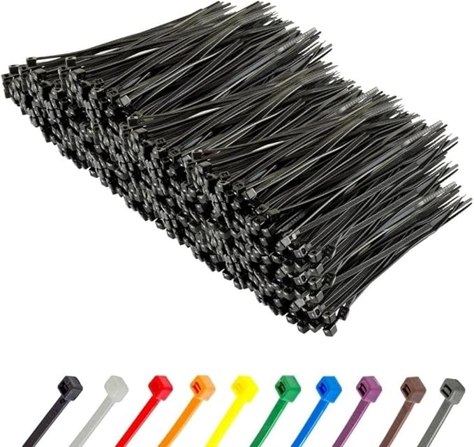 GTSE 10 Inch Black Zip Ties, 1,000 Bulk Pack, 18lb Strength, UV Resistant Small Nylon Cable Ties, Self-Locking 10" Tie Wraps