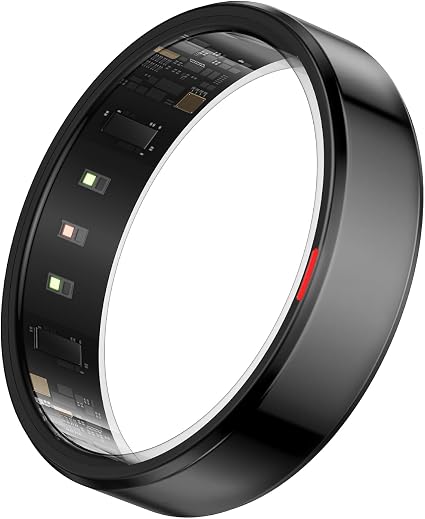 POBOVi Gen 2 Titanium Smart Ring, Black, Polished, Size 11