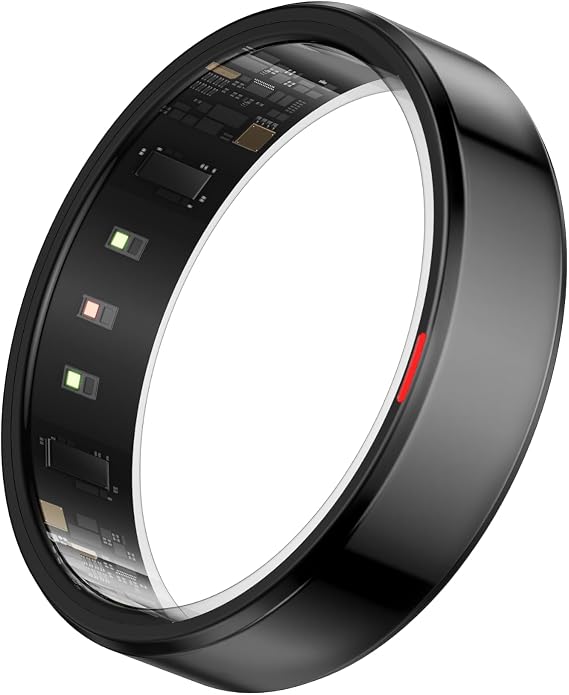 POBOVi Gen 2 Titanium Smart Ring, Black, Polished, Size 11
