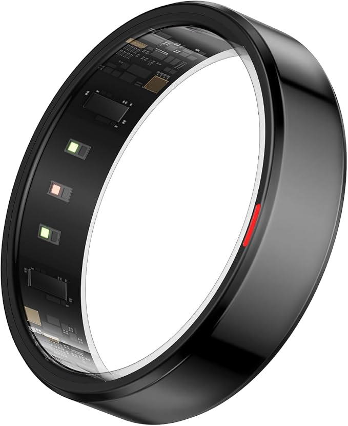 POBOVi Gen 2 Titanium Smart Ring, Black, Polished, Size 11