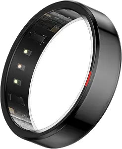 POBOVi Gen 2 Titanium Smart Ring, Black, Polished, Size 11