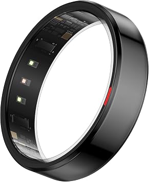POBOVi Gen 2 Titanium Smart Ring, Black, Polished, Size 11