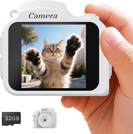 Mini Keychain Camera 4K 64MP Retro Mini Digital Camer Set with 32GB Card