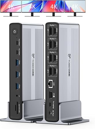 TobenONE DisplayLink Docking Station 4 Monitor 20-in-1 Quad 4K@60Hz Display - Image 3