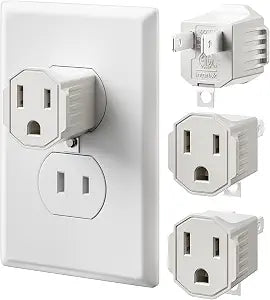 SUPERDANNY 4 Pack ETL Listed 3 Prong to 2 Prong Adapter, White