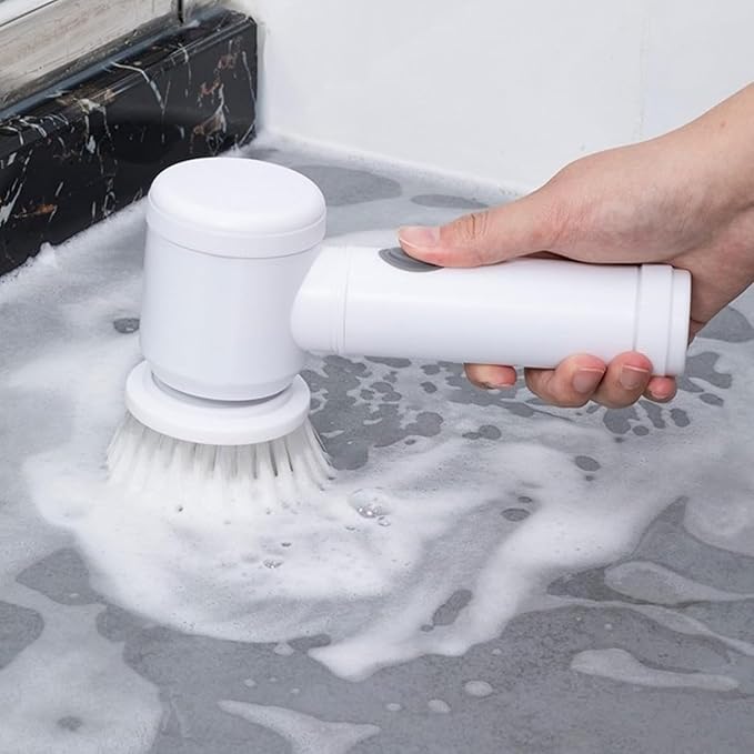 Electric Spin Scrubber, Cordless Electric Spin Scrubbers with 6 Replaceable Brush Heads, Rechargeable Handheld Power Shower Scrubbers, Cleaning Tools for Cleaning Wall Tile Kitchen Bathroom and Floor