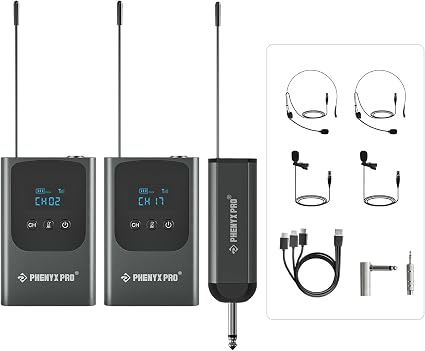 Phenyx Pro Dual Digital Headset/Lapel Wireless Microphone System PDP-2-2B