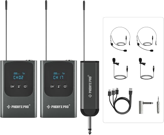 Phenyx Pro Dual Digital Headset/Lapel Wireless Microphone System PDP-2-2B