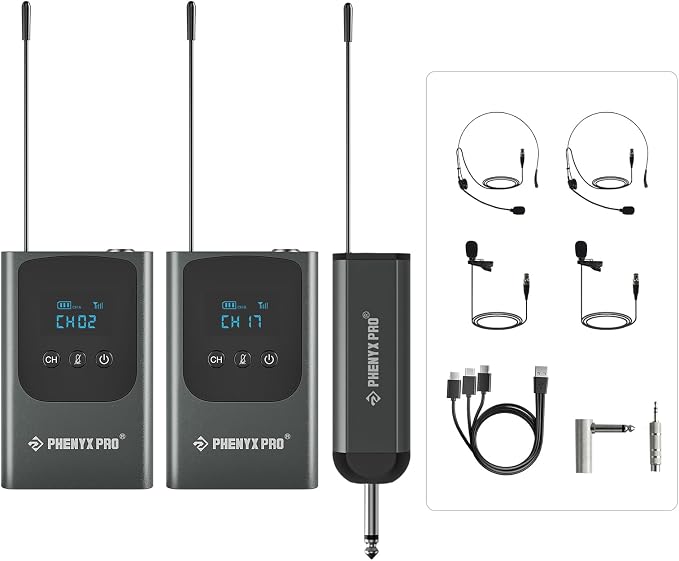 Phenyx Pro Dual Digital Headset/Lapel Wireless Microphone System PDP-2-2B