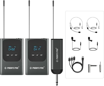 Phenyx Pro Dual Digital Headset/Lapel Wireless Microphone System PDP-2-2B