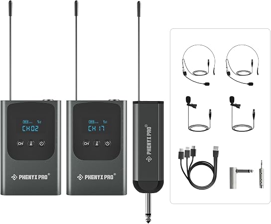 Phenyx Pro Dual Digital Headset/Lapel Wireless Microphone System PDP-2-2B