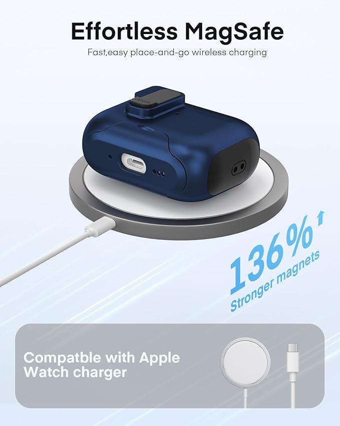 Maxjoy for AirPods Pro 3 Protective Case with Cleaning Kit, Military Hard Case with Lock Shock-Absorbing, Deep Blue