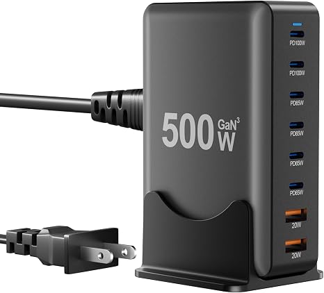 500W USB C Fast Charger Block, 8 Port Charging Station, GaN Ⅲ Multi Port Charging Station Hub for Multiple Devices, Multiport USB Charger Station Compatible with MacBook iPhone iPad Dell - Image 5