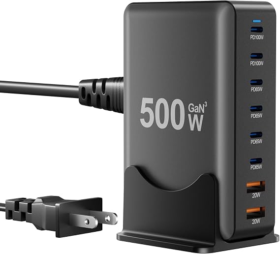500W USB C Fast Charger Block, 8 Port Charging Station, GaN Ⅲ Multi Port Charging Station Hub for Multiple Devices, Multiport USB Charger Station Compatible with MacBook iPhone iPad Dell - Image 7