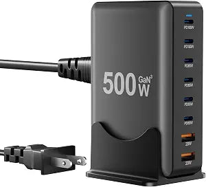 500W USB C Fast Charger Block, 8 Port Charging Station, GaN Ⅲ Multi Port Charging Station Hub for Multiple Devices, Multiport USB Charger Station Compatible with MacBook iPhone iPad Dell - Image 1