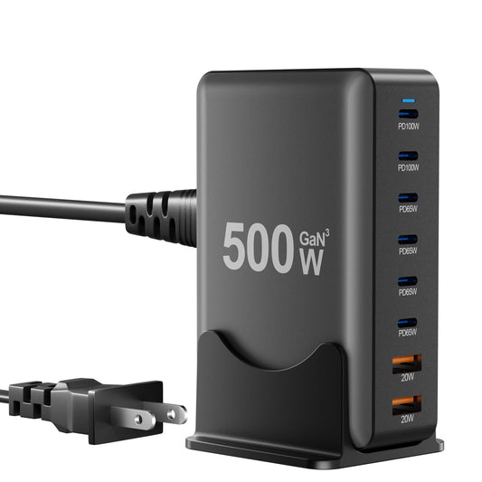 500W USB C Fast Charger Block - 8 Port Charging Station - Multiport USB