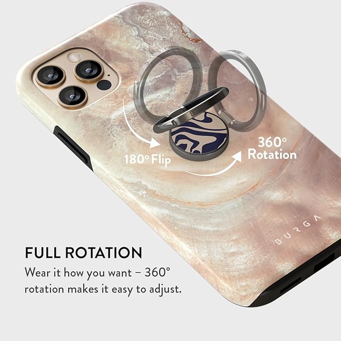 BURGA Cell Phone Ring, Holder Grip and Stand - Finger Phone Grip for Back of Smartphone Case, Kickstand 360 Rotation, Universal Ring for iPhone Samsung Galaxy Huawei Google Pixel, Stylish Accessories