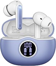 Wireless Earbuds, Bluetooth 5.3 Headphones HiFi Stereo 50H Playback LED Digital Display Ear Buds with ENC Noise Canceling Headset, IPX7 Waterproof Earphones for Gym/Running/Work (Light Purple) - Image 1